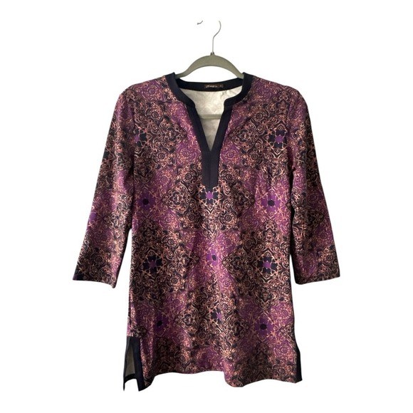 J. McLaughlin Purple Paisley Catalina Cloth Blouse, Small - Picture 1 of 6